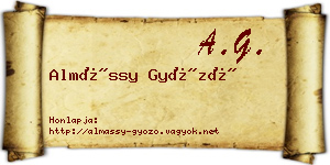 Almássy Győző névjegykártya
